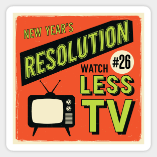 Watch Less TV: Hilarious Retro New Year's Resolution Sticker